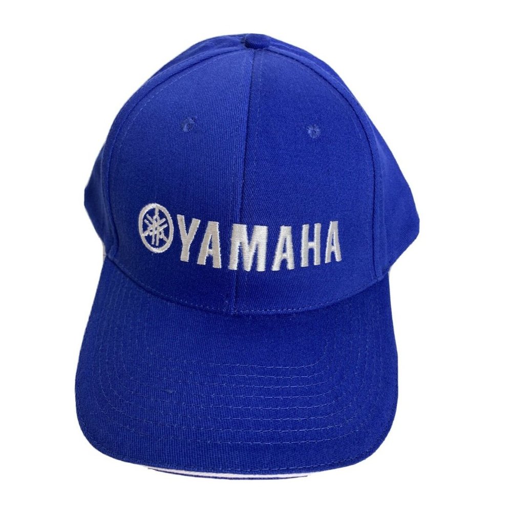 Authentic Yamaha Motorsports Mens Classic Racing White Logo on Blue Baseball Hat